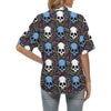 Skull Print Design LKS305 Women's Hawaiian Shirt