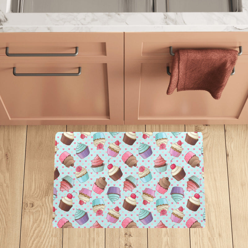 Cupcakes Fancy Heart Print Pattern Kitchen Mat