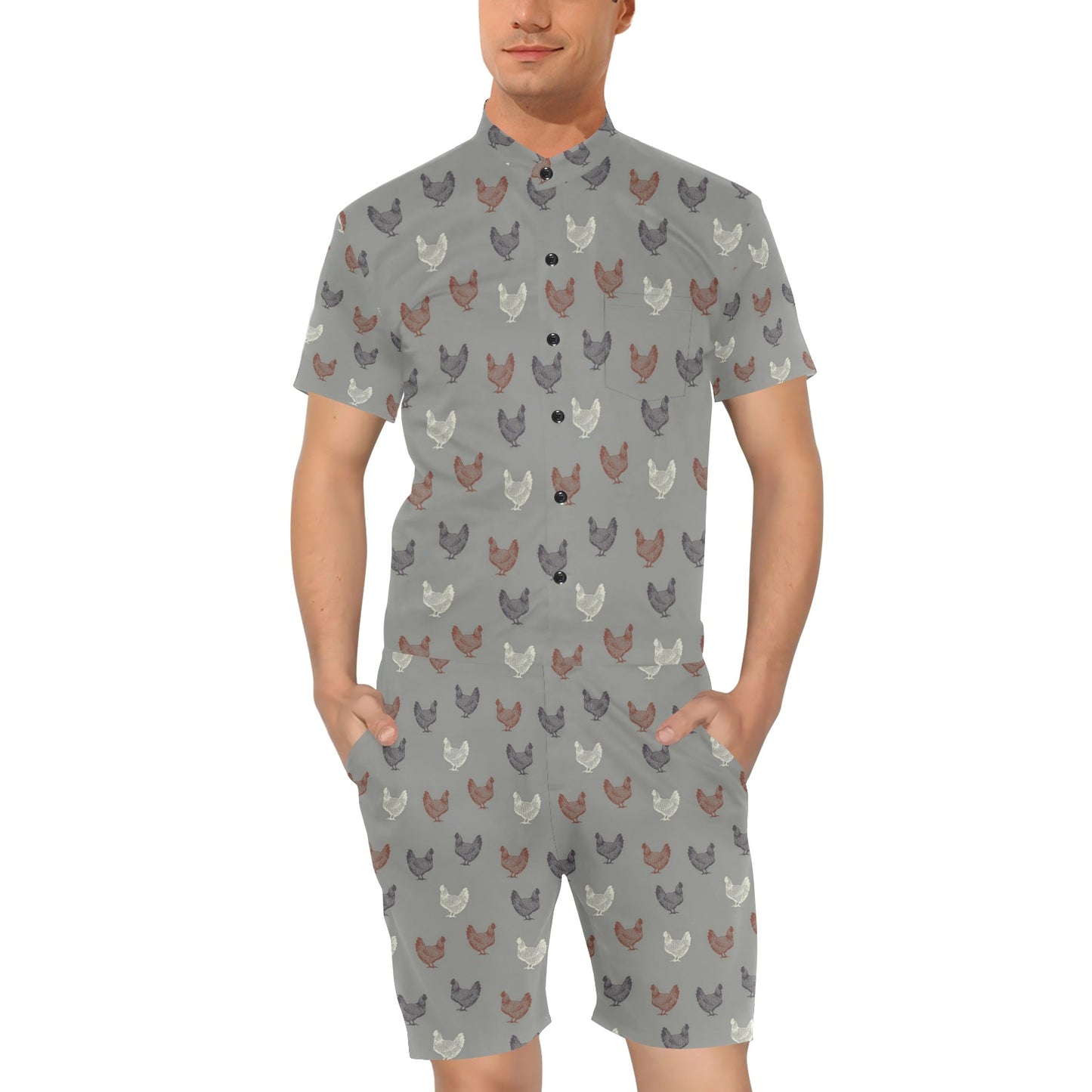 Chicken Pattern Print Design 01 Men's Romper