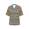 Kente Print African Design Themed Women's Hawaiian Shirt