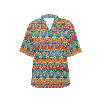 Kente Print African Design Themed Women's Hawaiian Shirt