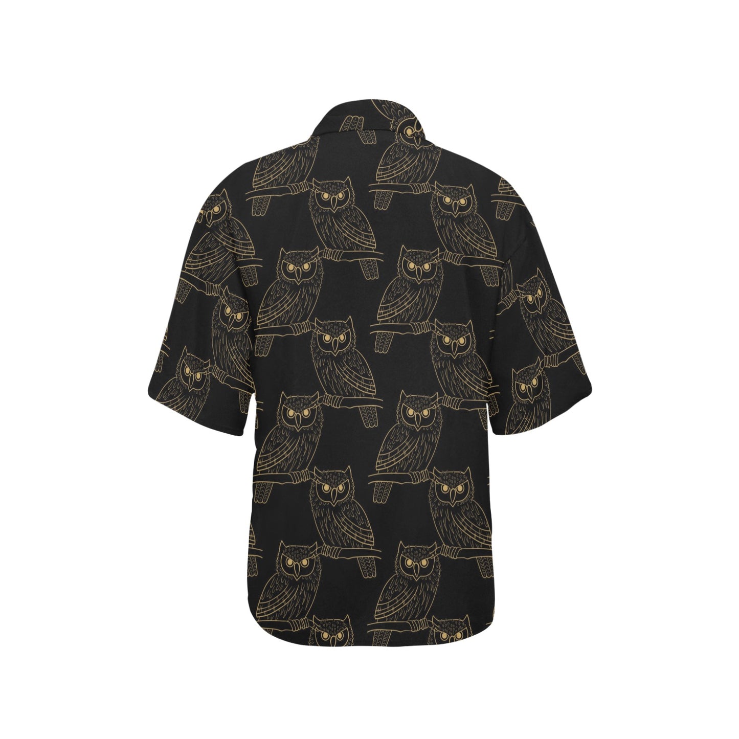 Gold Owl Pattern Women's Hawaiian Shirt