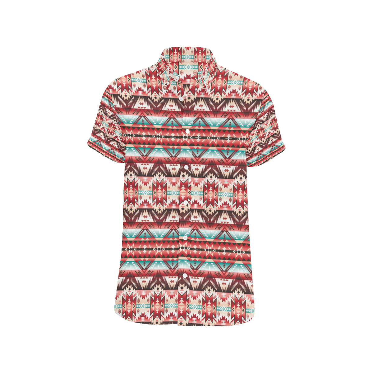 Aztec Western Style Print Pattern Men's Short Sleeve Button Up Shirt
