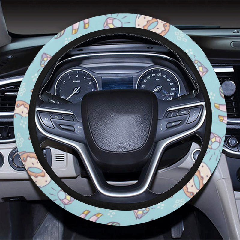 Donut Unicorn Pattern Print Design DN016 Steering Wheel Cover with Elastic Edge