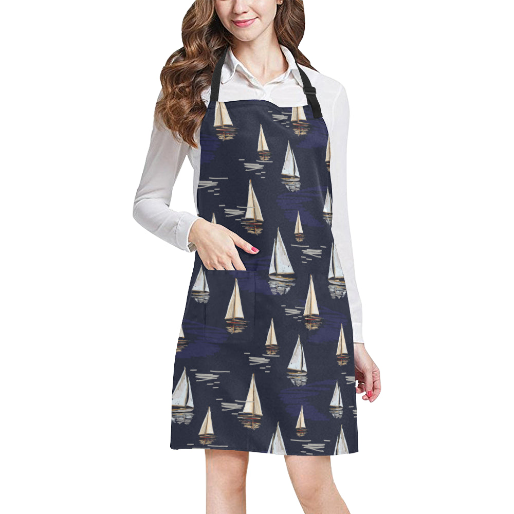 Sailing Ships Pattern Print Design A05 Apron with Pocket