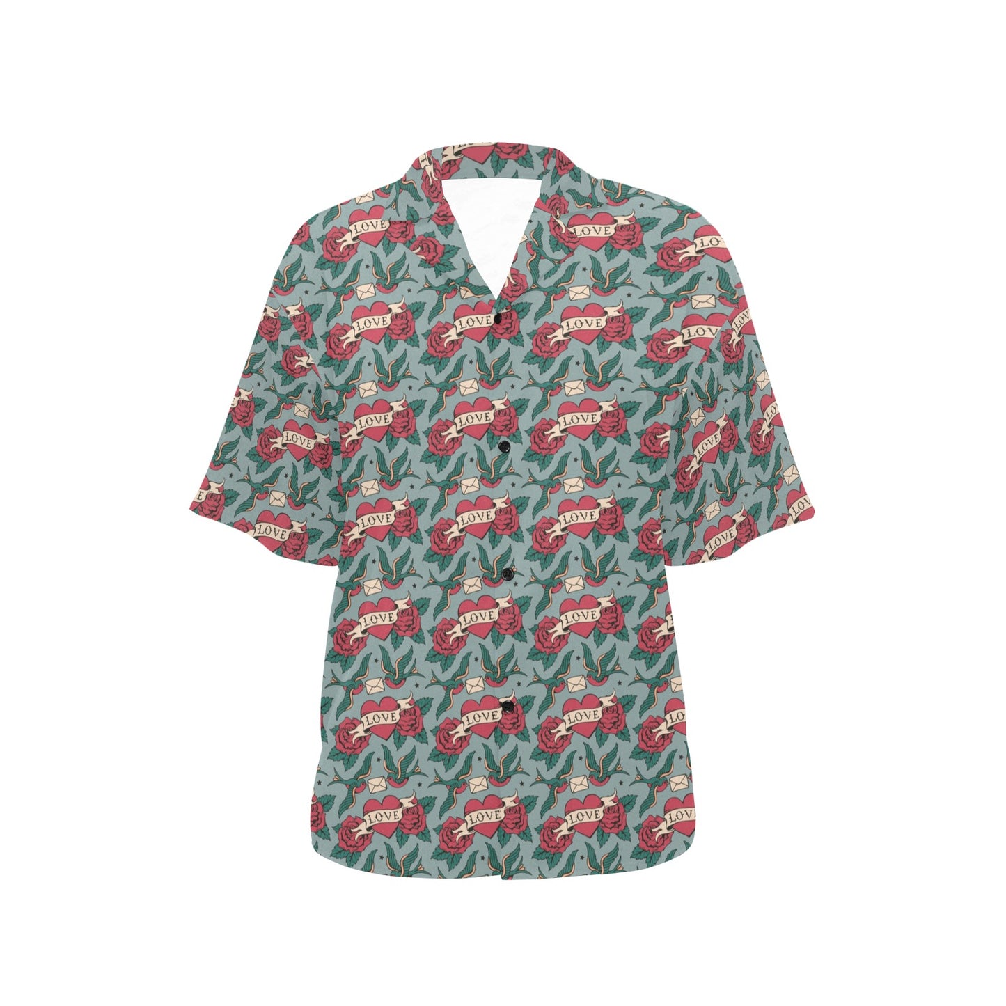Tattoo Heart Print Design LKS301 Women's Hawaiian Shirt
