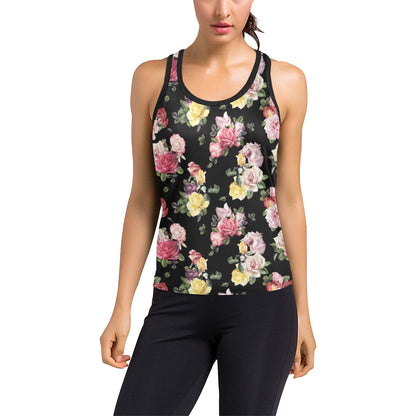 Rose Pattern Print Design RO010 Women's Racerback Tank Top