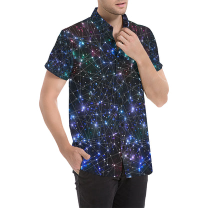 Cosmic Pattern Print Design 01 Men's Short Sleeve Button Up Shirt