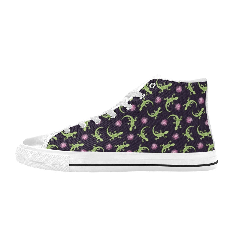 lizard Print Design LKS402 High Top Women's White Shoes