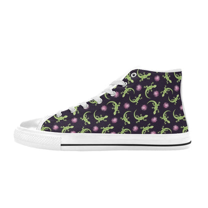 lizard Print Design LKS402 High Top Women's White Shoes