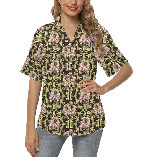 Baroque Pattern Print Design 02 Women's Hawaiian Shirt