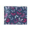 Butterfly Red Deep Blue Print Pattern Men's ID Card Wallet