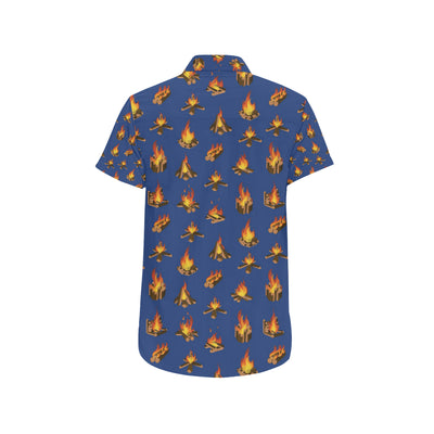 Campfire Pattern Print Design 03 Men's Short Sleeve Button Up Shirt