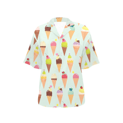 Ice Cream Pattern Print Design 03 Women's Hawaiian Shirt