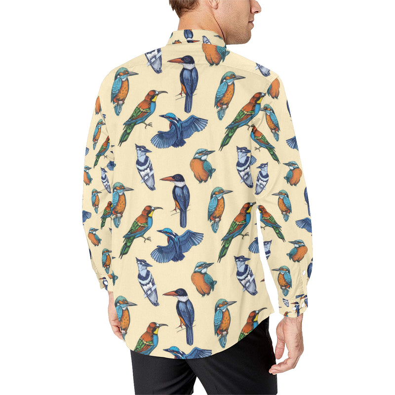 Kingfisher Bird Pattern Print Design 04 Men's Long Sleeve Shirt