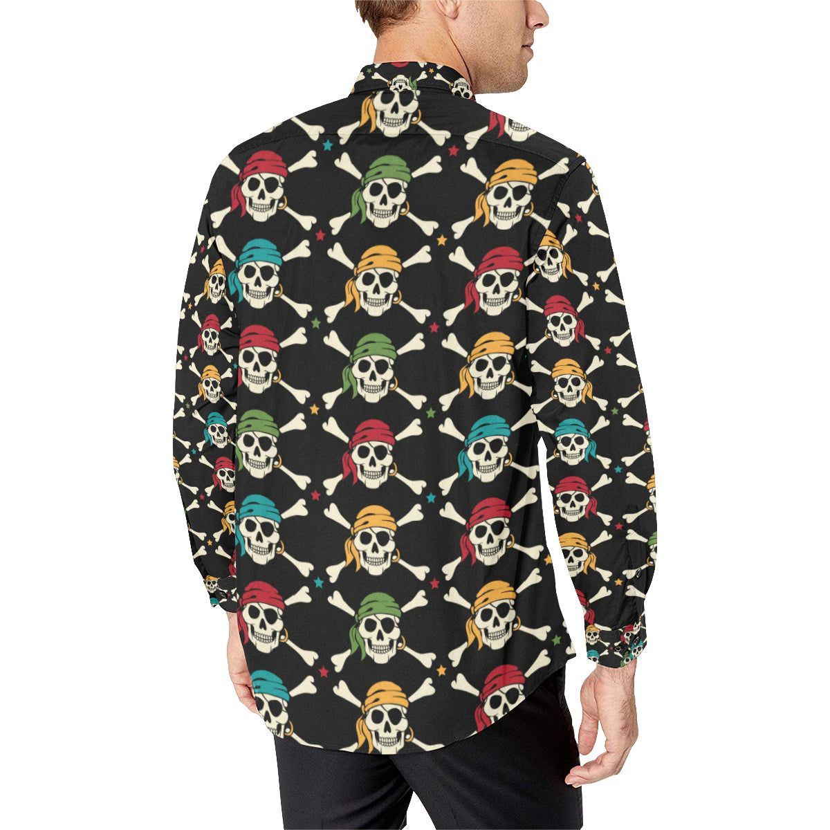 Pirate Pattern Print Design A01 Men's Long Sleeve Shirt