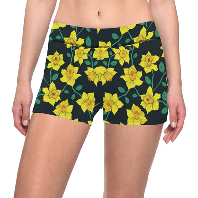 Daffodils Pattern Print Design DF03 Yoga Shorts