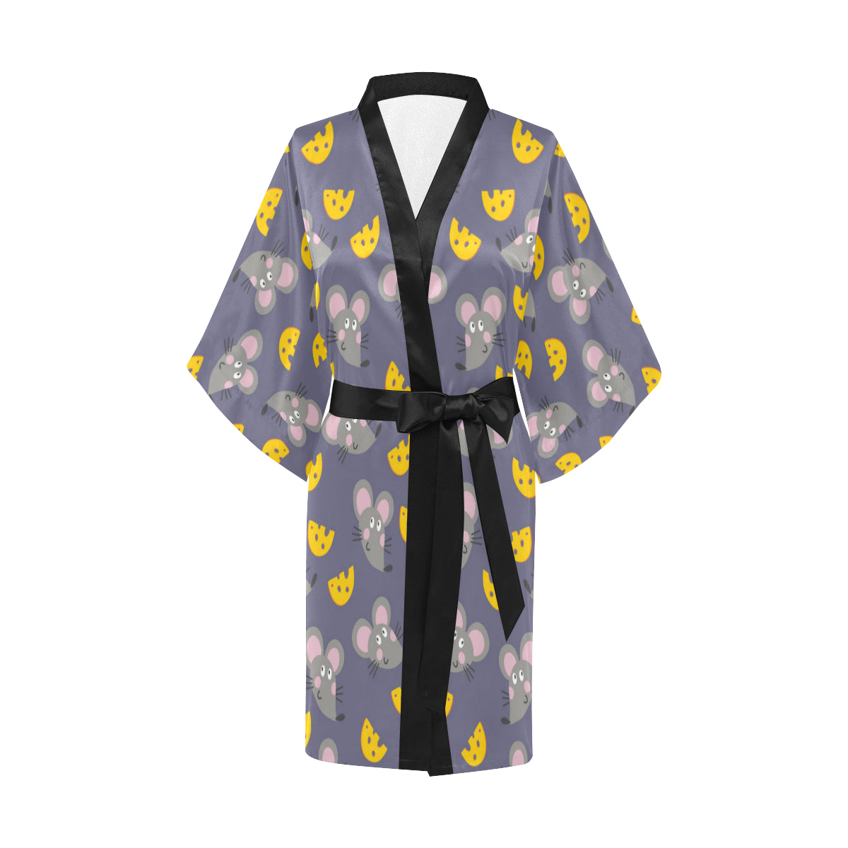Rat With Cheese Pattern Print Design 01 Women's Short Kimono