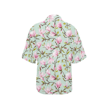 Magnolia Pattern Print Design MAG04 Women's Hawaiian Shirt