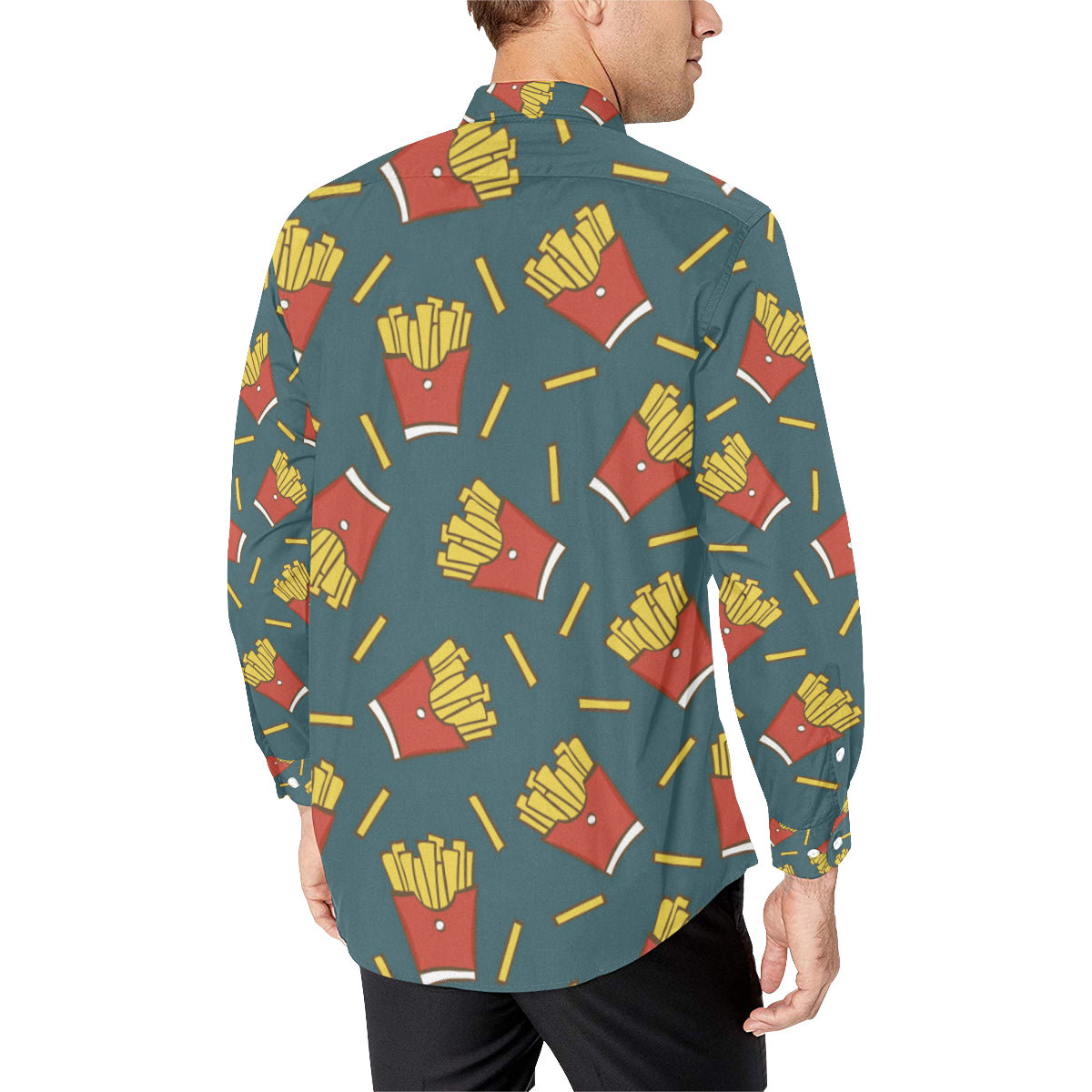 French Fried Pattern Print Design 04 Men's Long Sleeve Shirt