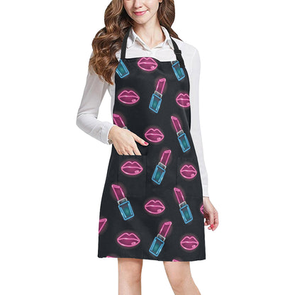Lipstick Color Neon Pattern Print Design 03 Apron with Pocket