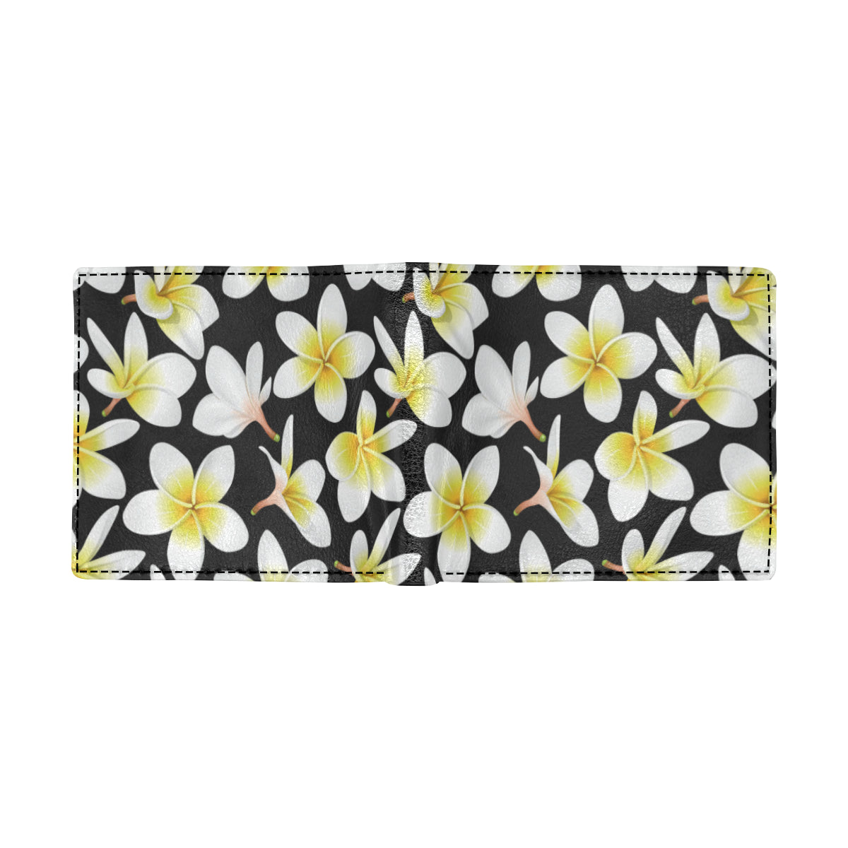 Yellow Plumeria Hawaiian Flowers Men's ID Card Wallet