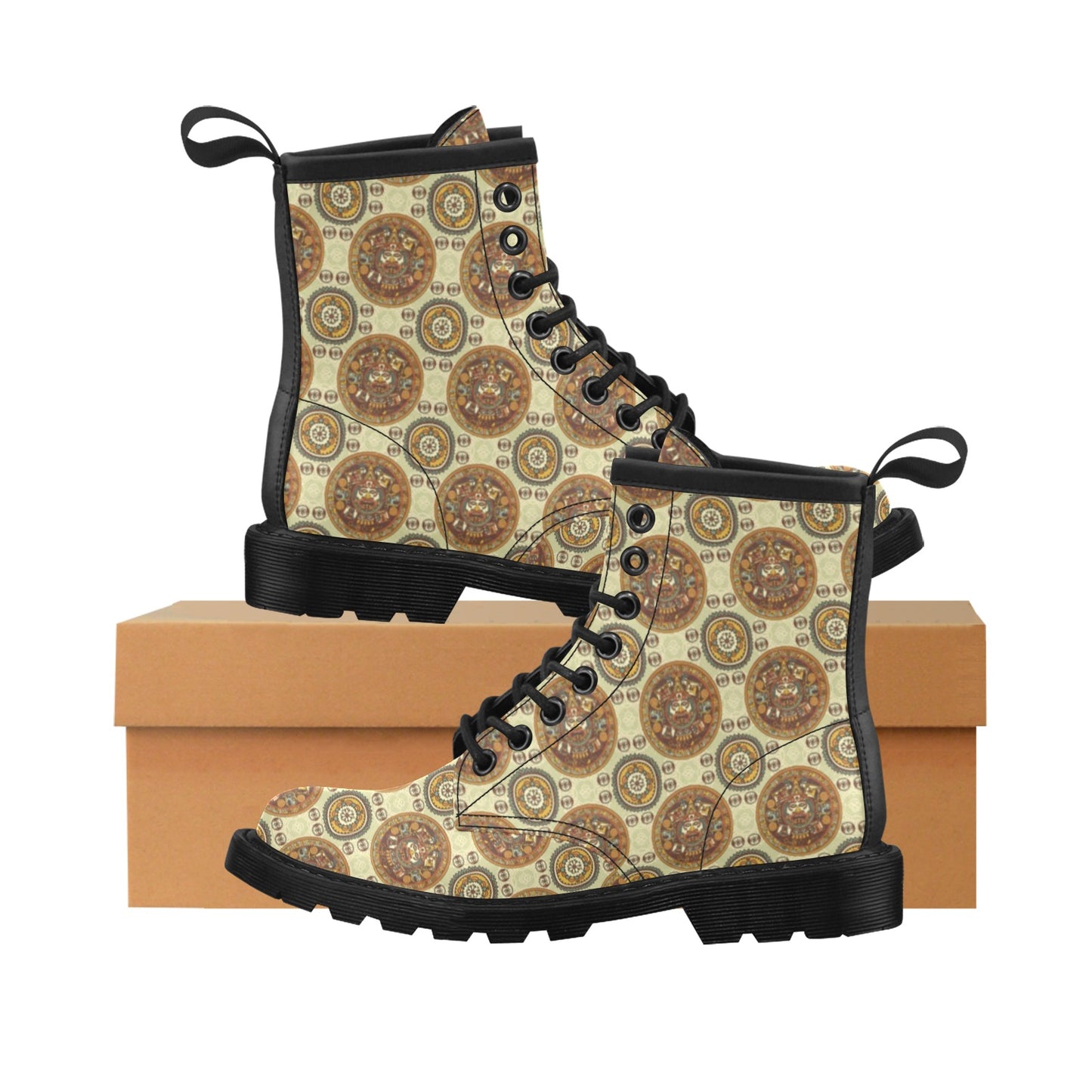 Calendar Aztec Themed Print Pattern Women's Boots