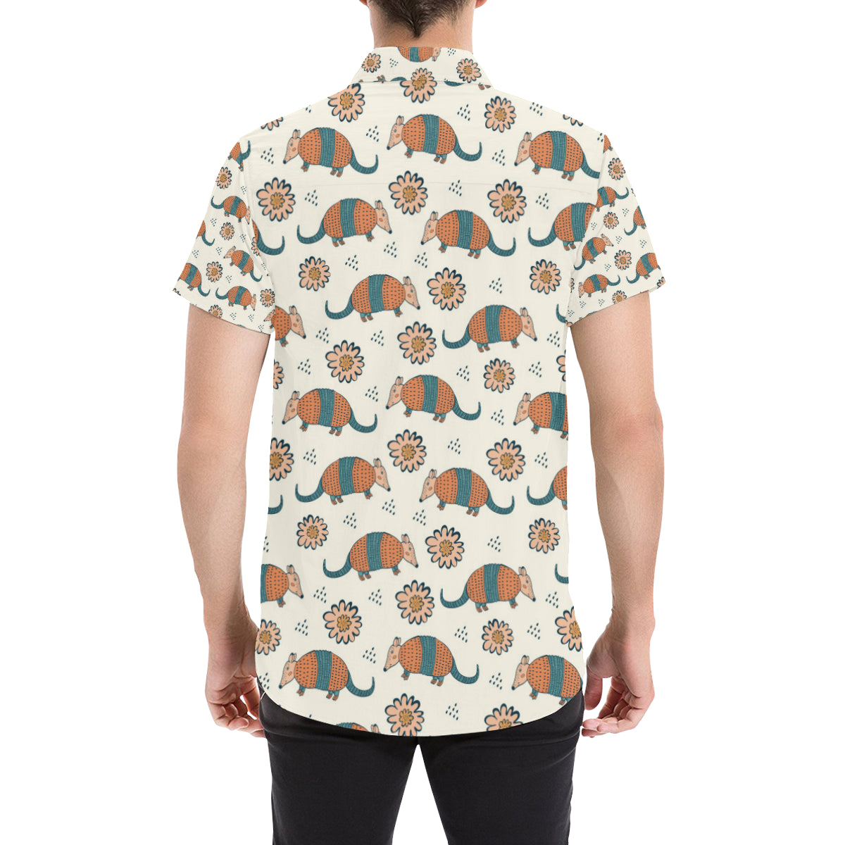 Armadillo Pattern Print Design 02 Men's Short Sleeve Button Up Shirt