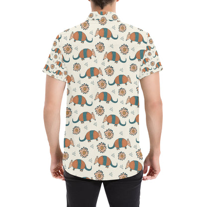 Armadillo Pattern Print Design 02 Men's Short Sleeve Button Up Shirt
