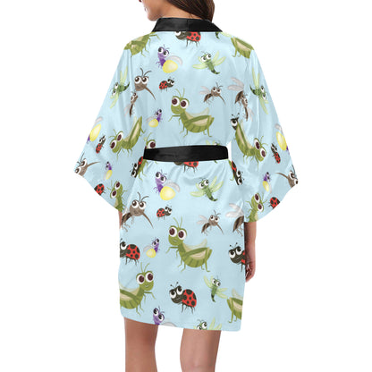 Ladybug Pattern Print Design 01 Women's Short Kimono