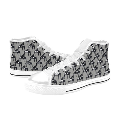 Piano Print Design LKS404 High Top Women's White Shoes