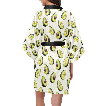 Avocado Pattern Print Design 01 Women's Short Kimono