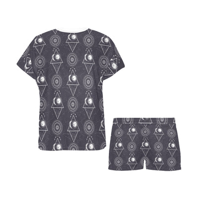 Sun Moon Print Design LKS309 Women's Short Pajama Set