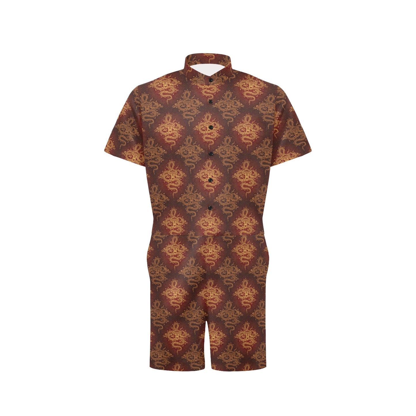 Chinese Dragons Gold Design Men's Romper