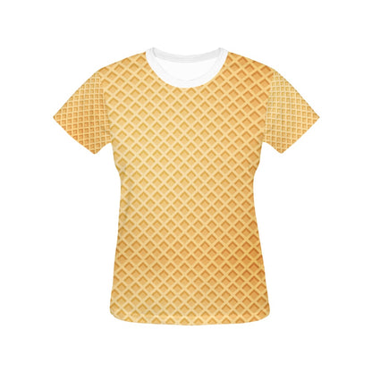 Waffle Texture Print Design LKS302 Women's  T-shirt
