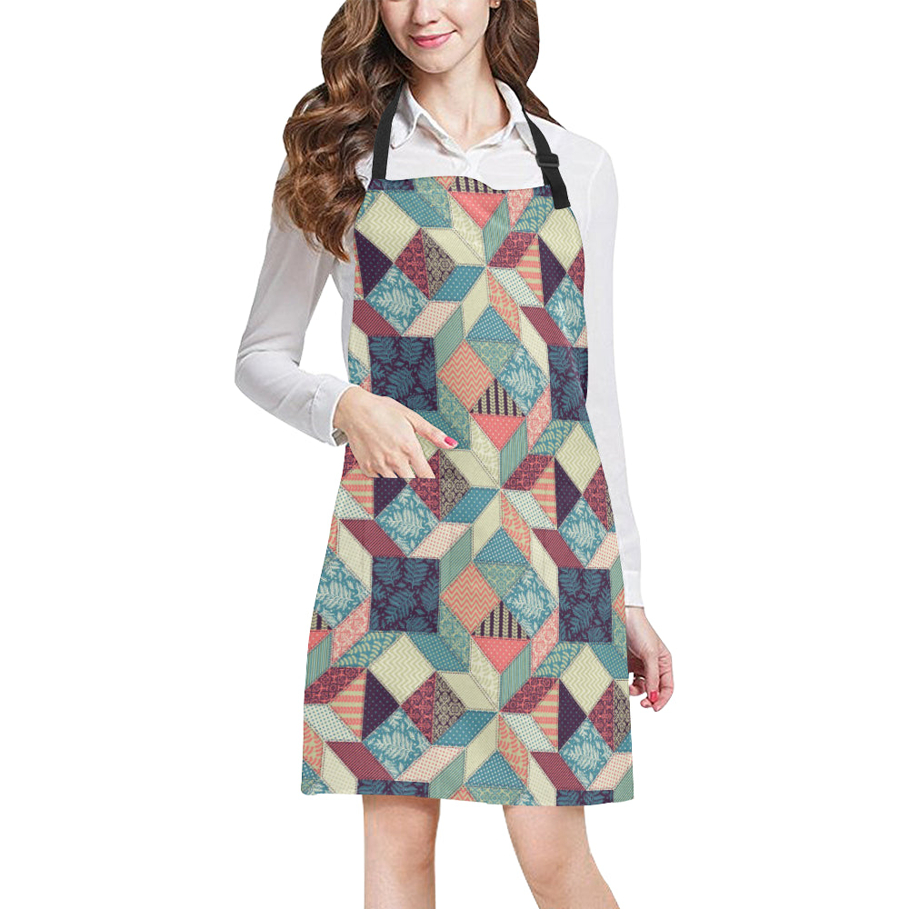 Patchwork Pattern Print Design 02 Apron with Pocket