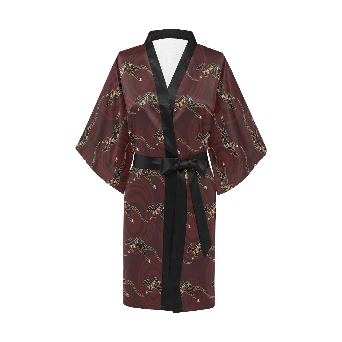 Kangaroos Pattern Print Design 05 Women's Short Kimono