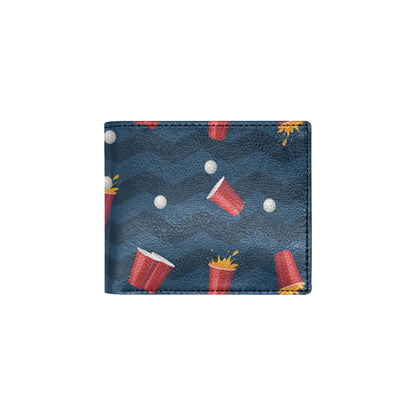 Beer Pong Pattern Print Design 01 Men's ID Card Wallet