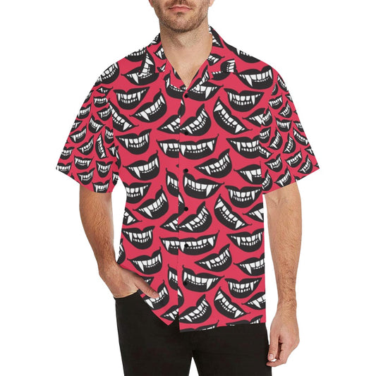 Vampire Lips Print Design LKS305 Men's Hawaiian Shirt