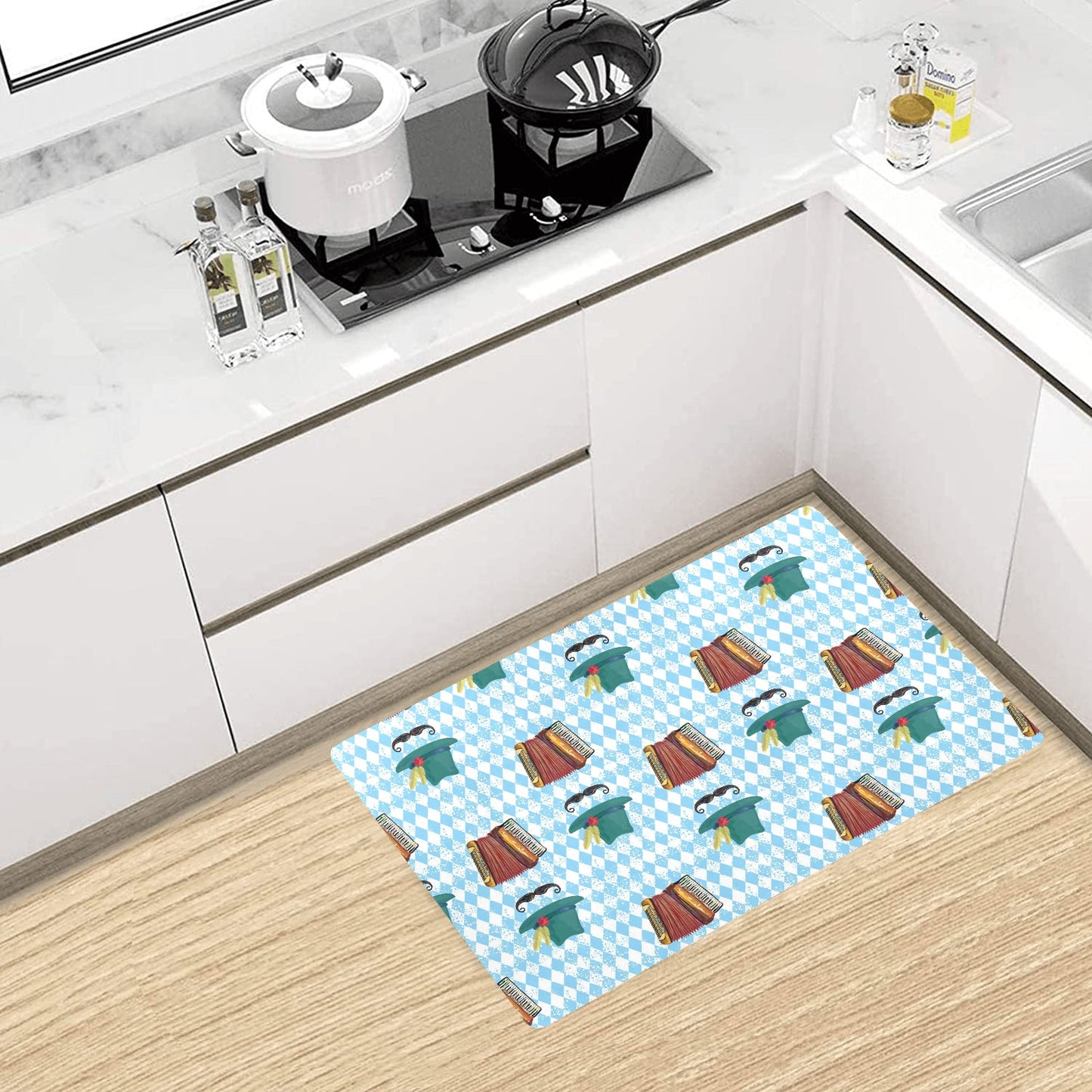 Accordion Mustache Pattern Print Design 01 Kitchen Mat