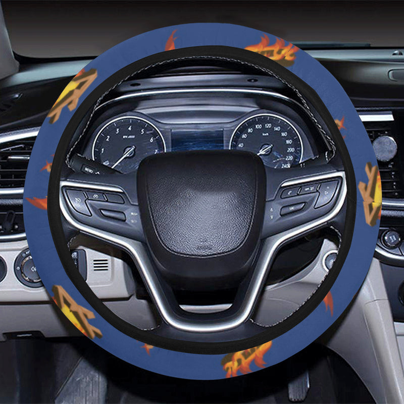 Campfire Pattern Print Design 03 Steering Wheel Cover with Elastic Edge