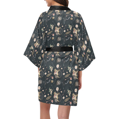 Bohemian Pattern Print Design 09 Women's Short Kimono