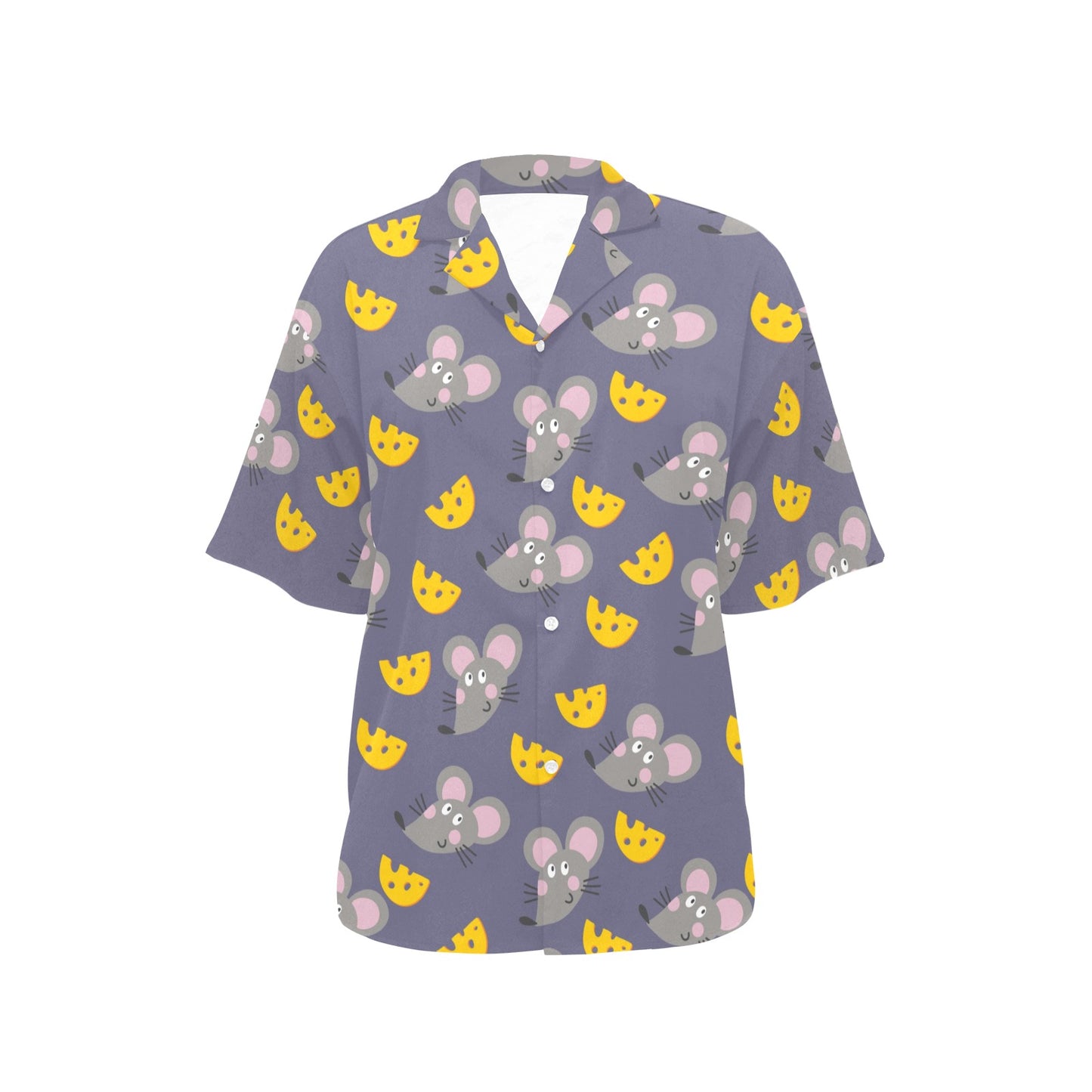 Rat With Cheese Pattern Print Design 01 Women's Hawaiian Shirt