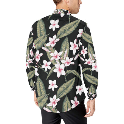 Plumeria Pattern Print Design PM021 Men's Long Sleeve Shirt