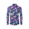 Neon Hibiscus Pattern Print Design HB016 Men's Long Sleeve Shirt