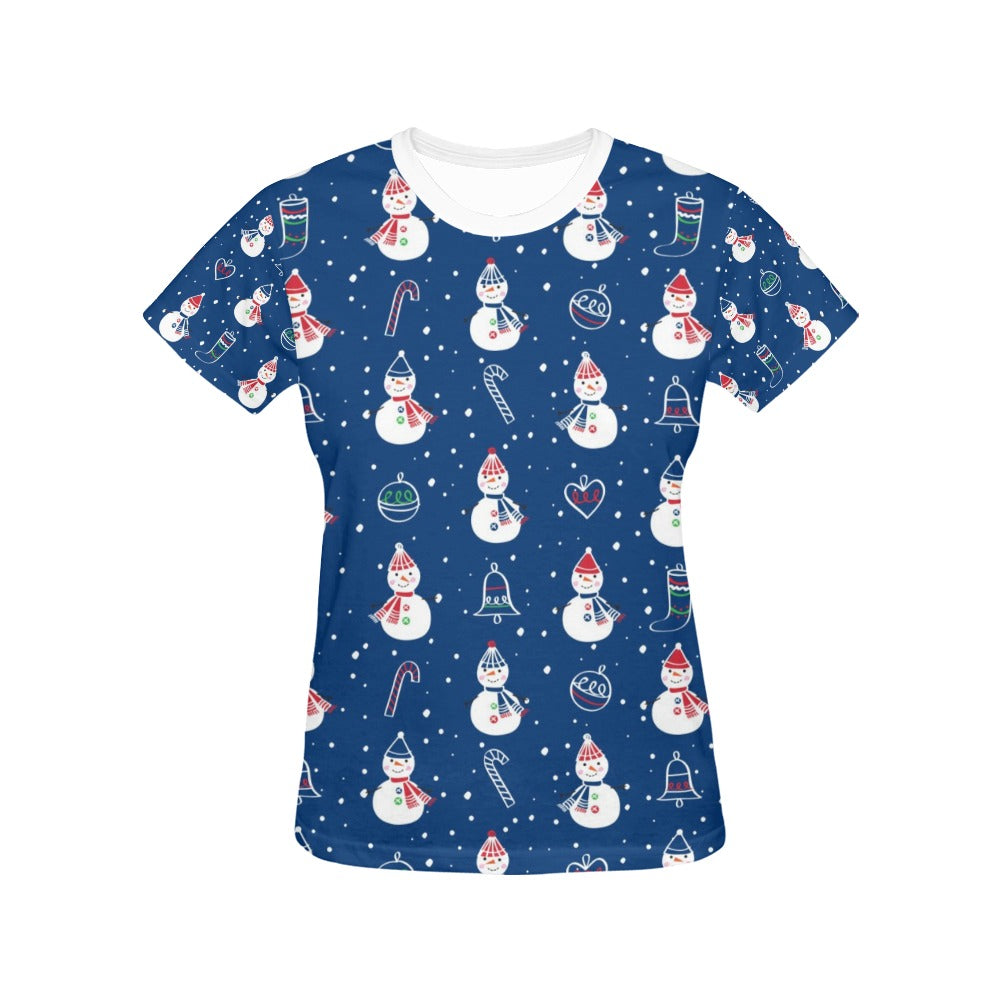 Snowman Print Design LKS306 Women's  T-shirt