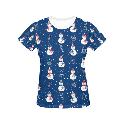 Snowman Print Design LKS306 Women's  T-shirt