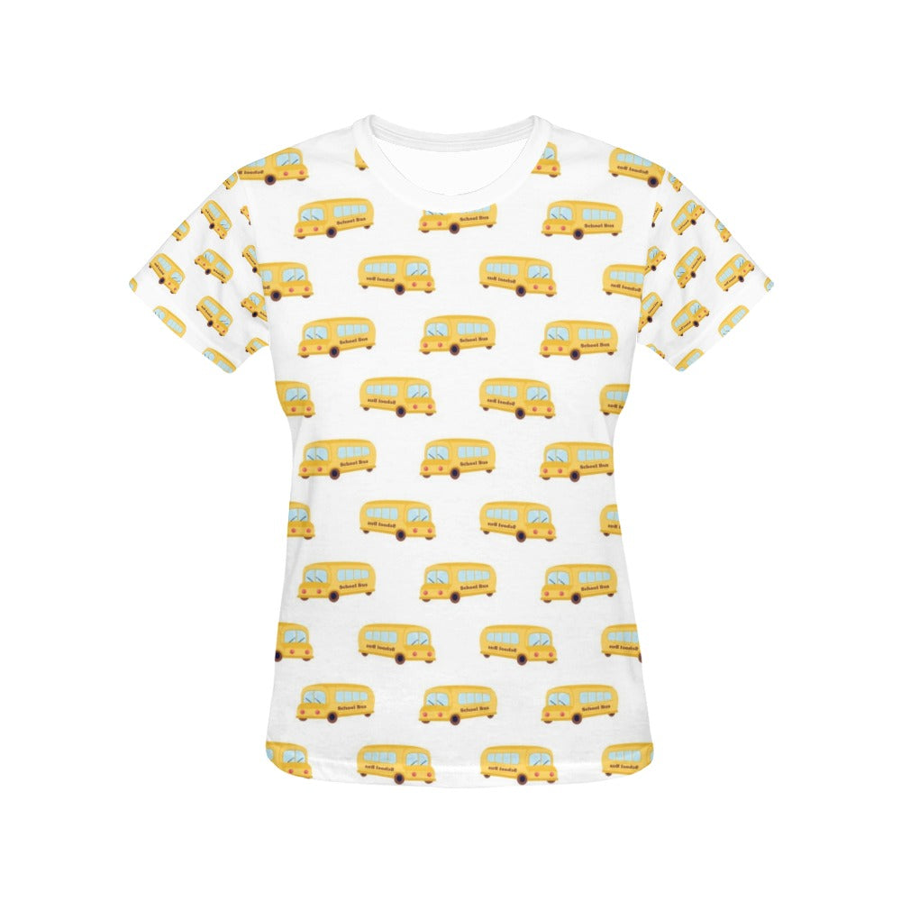 School Bus Print Design LKS306 Women's  T-shirt