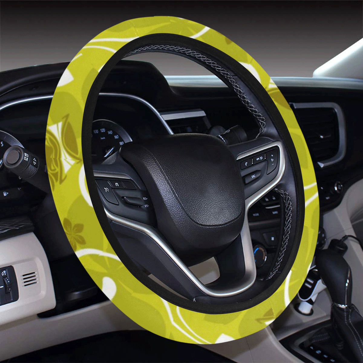 Hawaiian Themed Pattern Print Design H019 Steering Wheel Cover with Elastic Edge