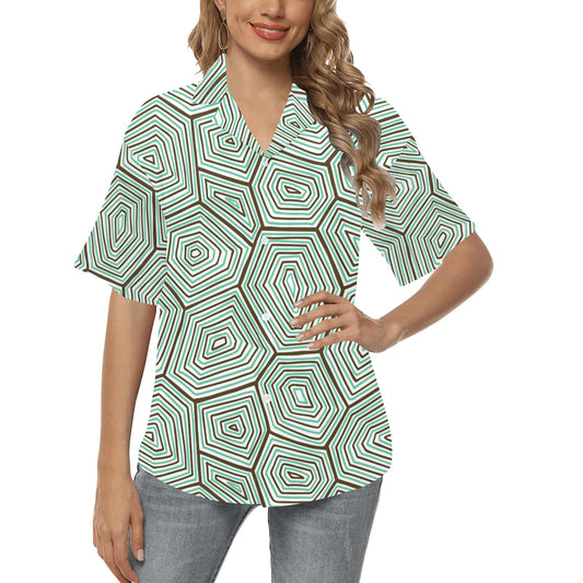 Sea Turtle Skin Print Women's Hawaiian Shirt